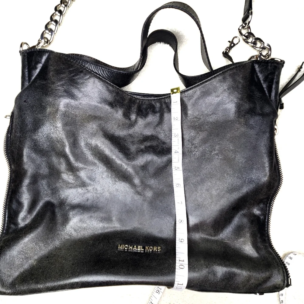 Michael Kors Devon Large Hobo Black Leather Shoulder Tote